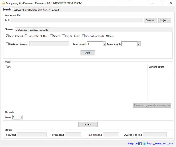 Manyprog  Zip  Password  Recovery(ZIP密码恢复工具)